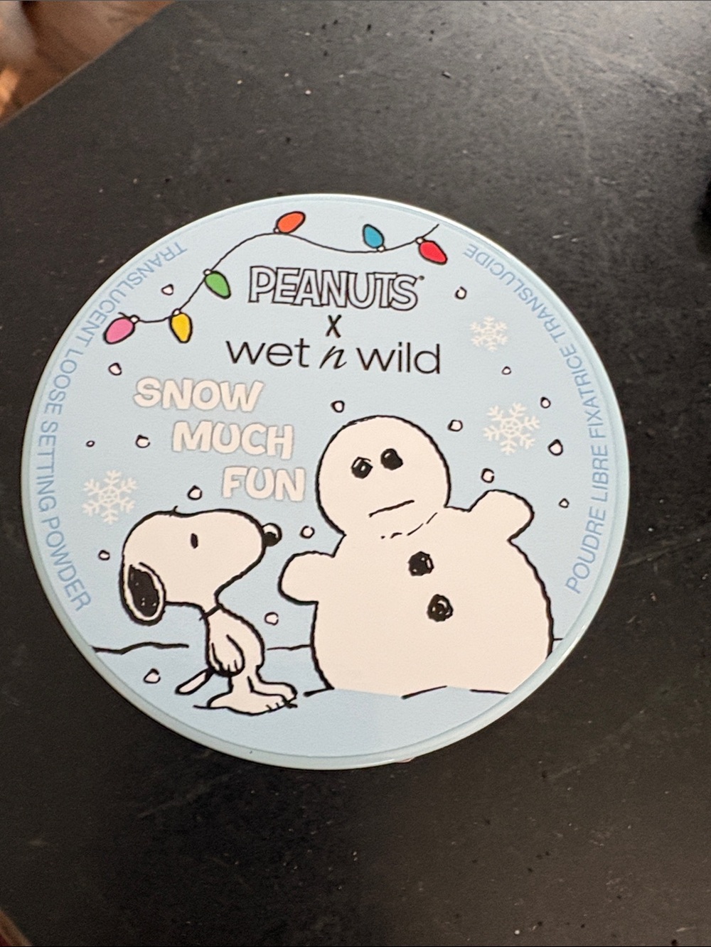 Brand New,  wet n wild Peanuts Snow Much Fun Light Blue Setting Powder Tin